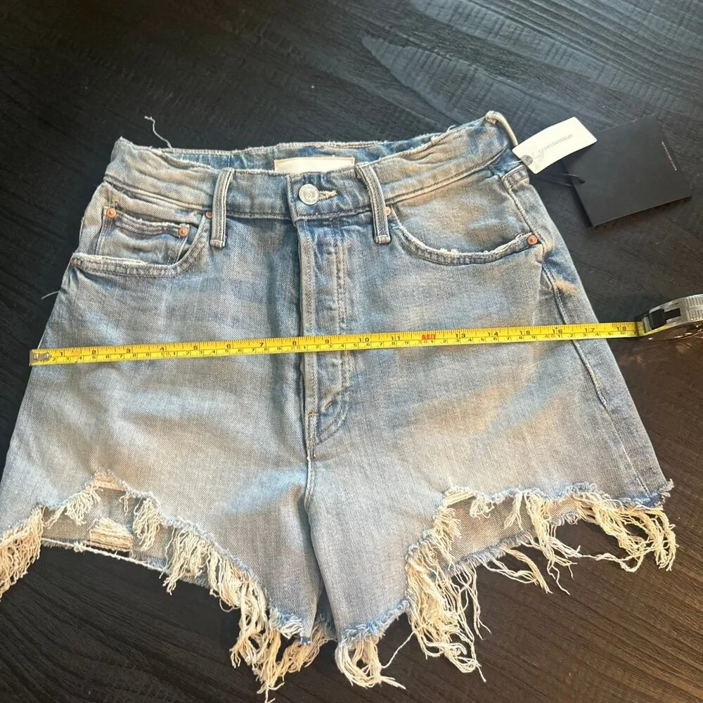 MOTHER "Superior"  NWT Ultra Hise Rise Button Fly Denim Shorts - $228 Retail - Picture 8 of 17